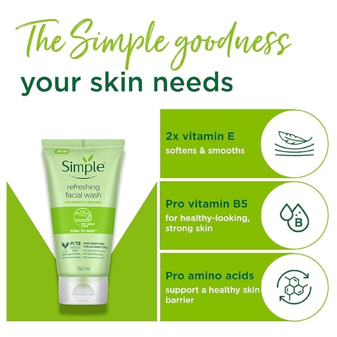 Simple Kind to Skin Refreshing Facial Wash Gel,150 ml (5 Ounce) (Pack of 2)
