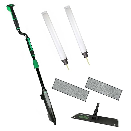 Unger Commercial Excella 18 " Floor Cleaning Kit - Floor Mop with Height Adjustable Pole and Liquid Dispensing, Includes 2 Microfiber Pads and 2 Refillable Bottles - EFKT1
