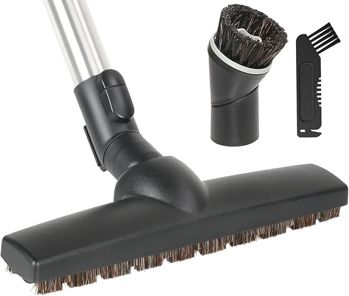 Horse Hair Floorhead for Miele Vacuum Cleaners, 12" Wide Hardwood Floor Brush as Vacuum Attachment Replacement Parts, Soft Bristles Head & Wheels Ideal for Hard Floors Cleaning