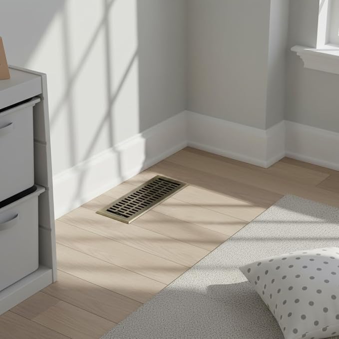 Empire Register Co, Vent Cover - 4x12 inch, Modern Contemporary Design, Antique Brass Finish, Heavy Duty Floor Vent Covers, Metal Damper Attached. Vent Covers for Home Floor only.