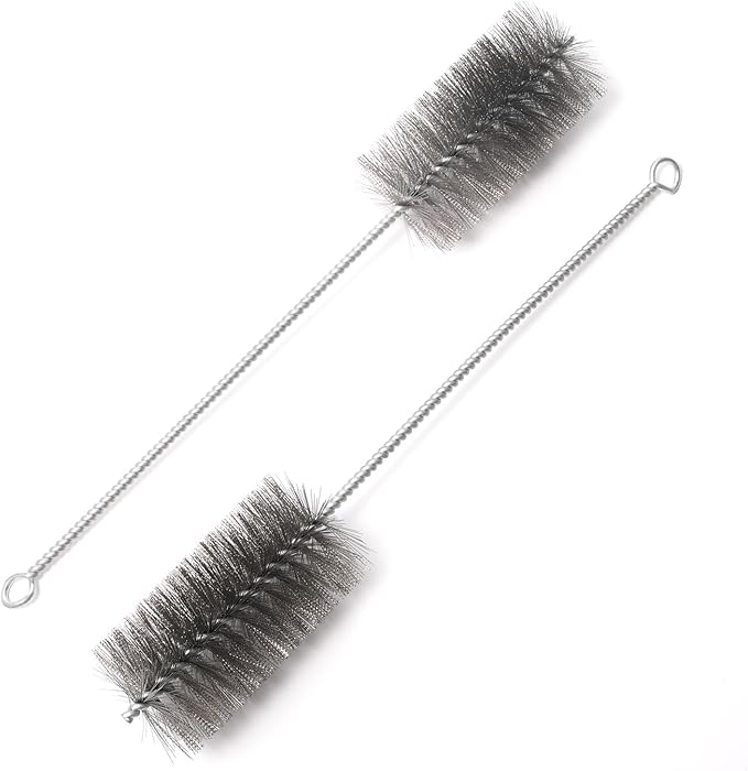 12 Inch Pipe Cleaning Brush Set with Stainless Steel Bristles, Steel Wire Tube Brush Kit for Auto Parts Polishing, Machining, Bottles, Tubes, Etc.（50mm-2pcs）