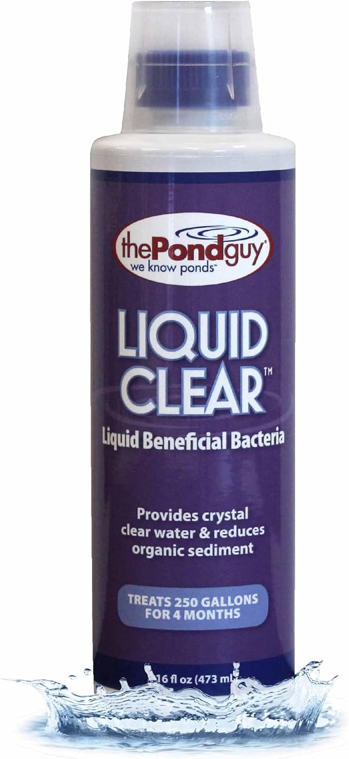 The Pond Guy LiquidClear Beneficial Bacteria Pond Cleaner for Outdoor Water Gardens & Small Ponds, Cloudy Water Reducer, Fish & Plant Safe, 16 Ounces
