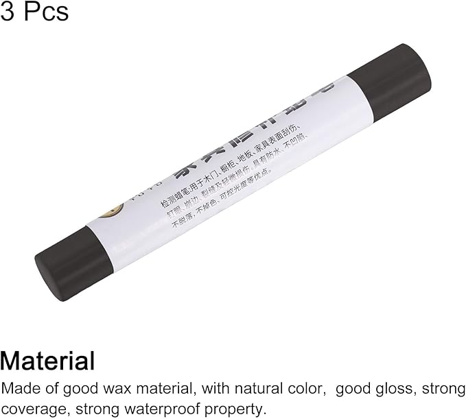 uxcell Furniture Repair Crayons, 3Pcs - Wood Wax Filler Stick, Furniture Markers Touch Up - for Scratches Holes Tables Desks Wooden Floors Cover Ups, Dark Cloth Black