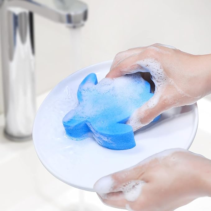 Chuangdi 24 Pieces Hot Tub Sponge, Turtle Oil Scum Absorbing Absorber for Spa and Swimming Pool (Blue)