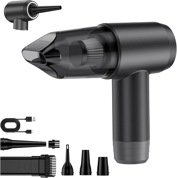 Fanisic Car Vacuum Handheld Vacuum Cleaner/Air Duster, 18000PA Strong Suction with Brushless Motor, Rechargeable Dust Buster/Hand Pump Low Noise for Car Detailing Home Office Cleaning