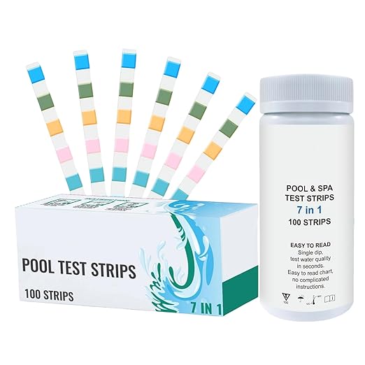 Swimming Pool Test Strips, 100 Piece Pool Tester Strips for Water, Accurate Water Quality Tester, for Maintenance, Homeowners, Swimmers, Hot Tub, Spa, Aquarium, Pond