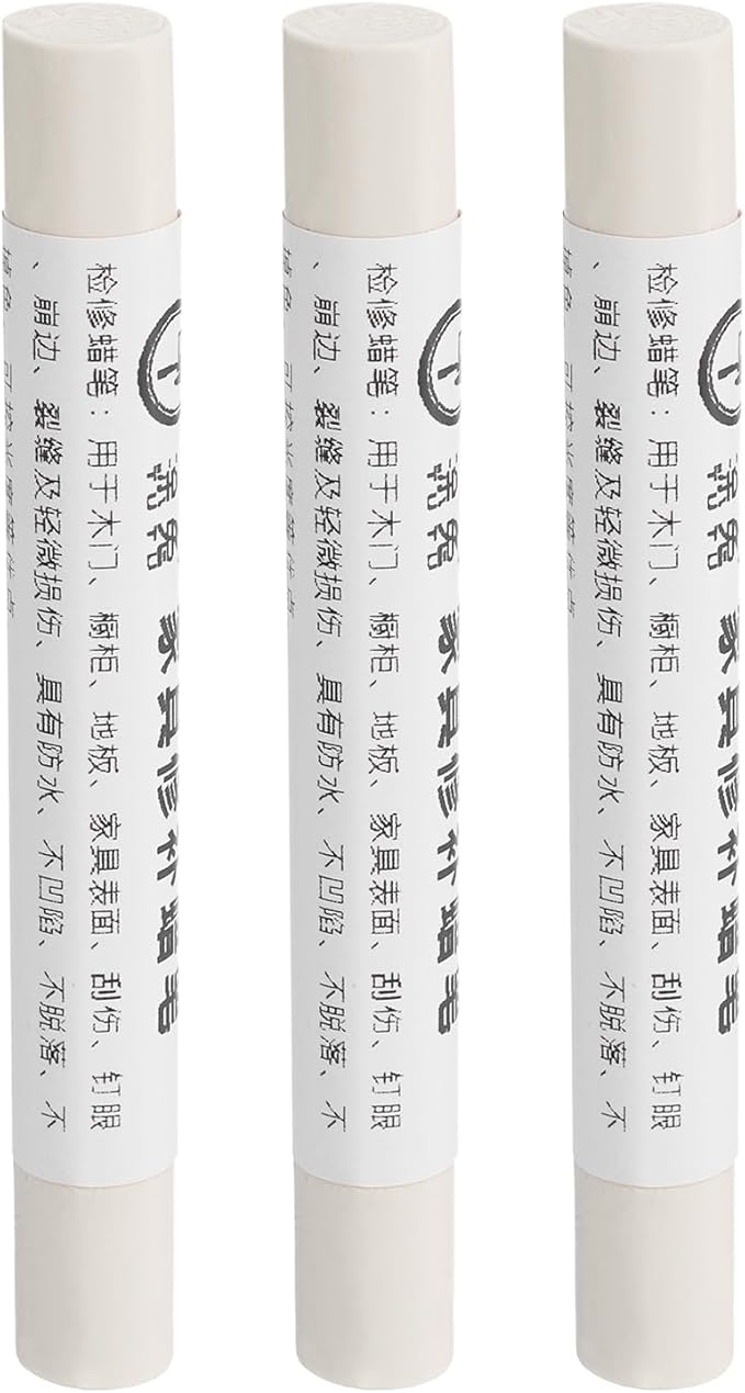 uxcell Furniture Repair Crayons, 3Pcs - Wood Wax Filler Stick, Furniture Markers Touch Up - for Scratches Holes Tables Desks Wooden Floors Cover Ups, Warm White