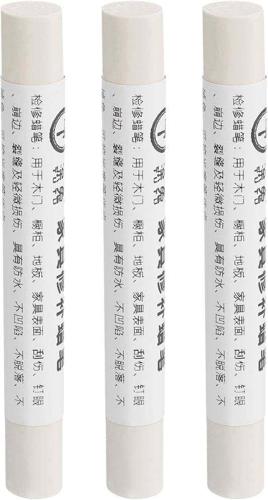 uxcell Furniture Repair Crayons, 3Pcs - Wood Wax Filler Stick, Furniture Markers Touch Up - for Scratches Holes Tables Desks Wooden Floors Cover Ups, Warm White