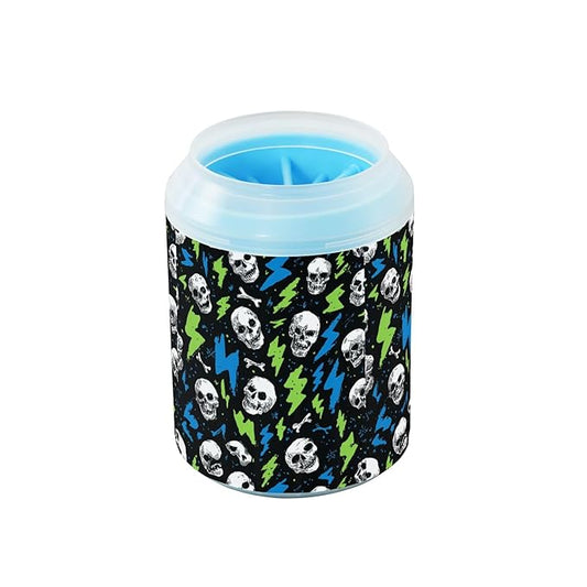 Dog Paw Cleaner Cups for Dogs Pets Foot Washer Paw Scrubber for Medium Small Cats Dogs Cute Cleaning Cup Skull Lightning Colorful