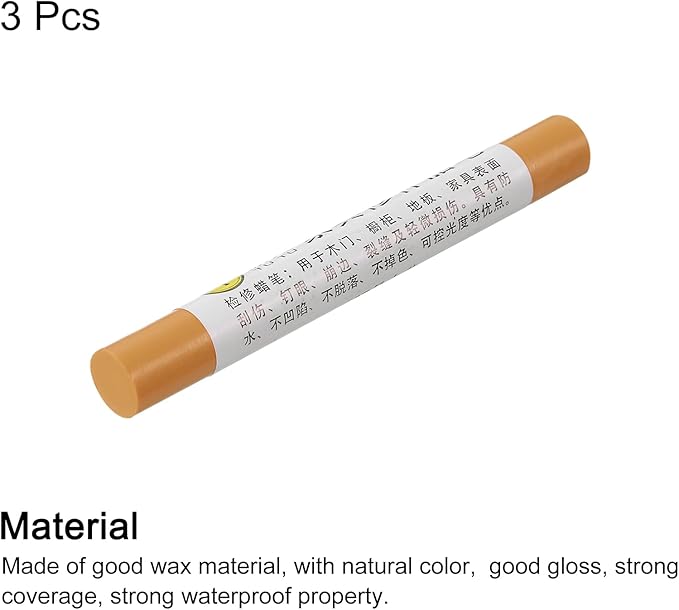 uxcell Furniture Repair Crayons, 3Pcs - Wood Wax Filler Stick, Furniture Markers Touch Up - for Scratches Holes Tables Desks Wooden Floors Cover Ups, Beech