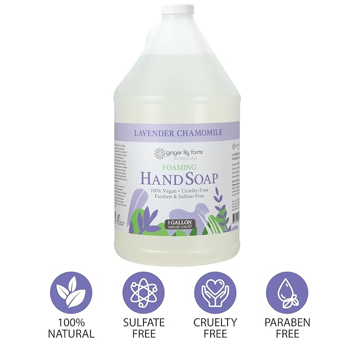 Ginger Lily Farms Botanicals All-Purpose Foaming Hand Soap Refill, 100% Vegan & Cruelty-Free, Lavender Chamomile Scent, 1 Gallon (Pack of 4)