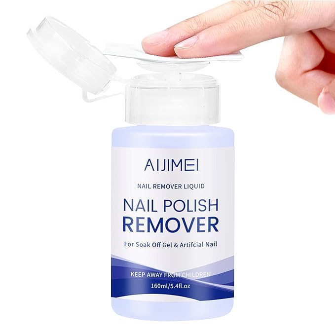 AIJIMEI 160ml Gel Nail Polish Remover Pump Dispenser Portable Acetone Nail Polish Gel Remover for Nail Art Easy to Handle Residual Nail Oil for Daily Nail Polish Remover Helper