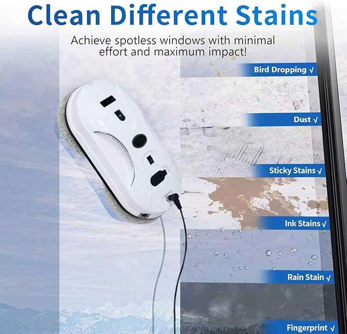 Patiixie Automatic Window Cleaning Robot, Window Cleaner Robot Auto Dual Spray, 2026 Model Robot Limpia Vidrios AI Path Planning, 3000Pa Suction, Remote Control, Edge Detection for Streak-Free Glass