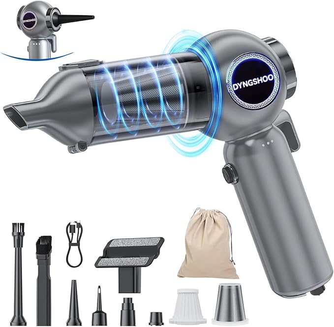 Handheld Car Vacuum Portable Cordless（Equipped with a one-Touch Window Breaker and Seatbelt Cutter ） Car Vacuum Cleaner with 25000Pa Ultra-Strong Suction,Design for Drivers (Silver Gray)