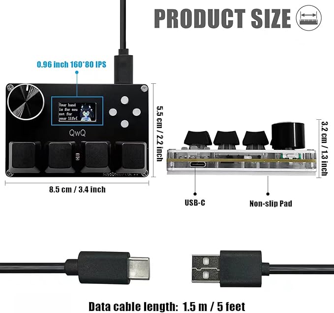 SayoDevice O3C++ OSU Keyboard Rapid Trigger Hall Switches Magnetic Linear Switches Keyboard with Knob and Screen,Copy Paste,Shotcut,Macro Hotswap Mini Keypad (Black)