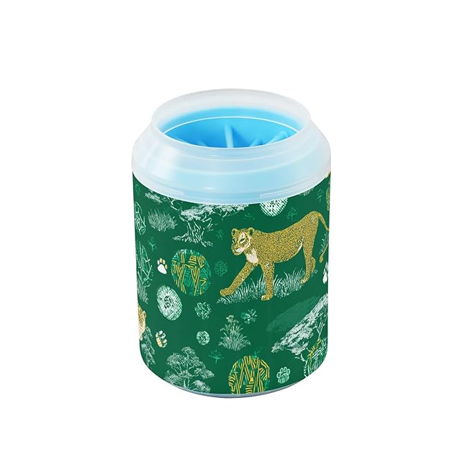 Dog Paw Cleaner Cups for Dogs Pet Foot Washer Paw Scrubber for Medium Small Large Dogs Cats Cleaning Cup Green Lions Leopards Savanna