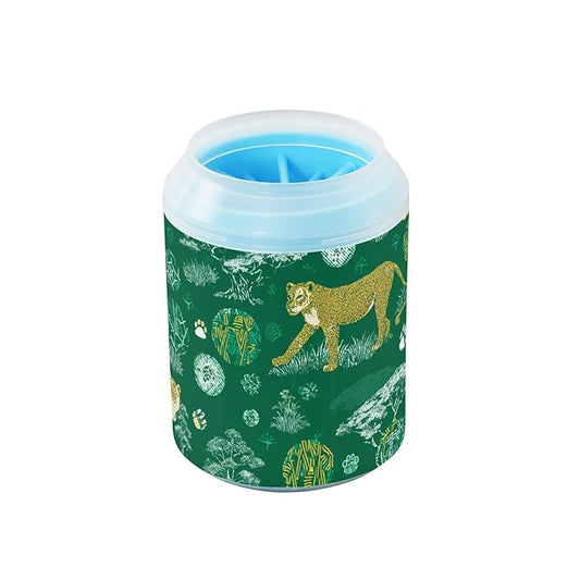 Dog Paw Cleaner Cups for Dogs Pet Foot Washer Paw Scrubber for Medium Small Large Dogs Cats Cleaning Cup Green Lions Leopards Savanna
