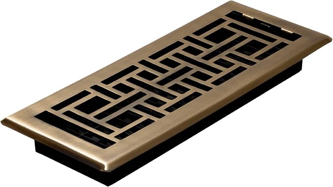 Decor Grates (4-Pack) AJH412-A Oriental Floor Register, 4x12 Inches, Antique Brass Finish