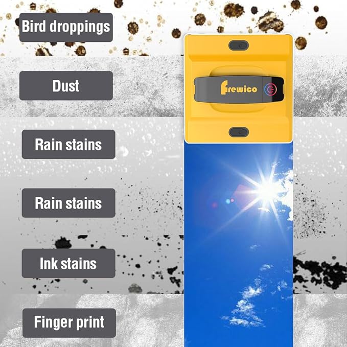 Frewico Smart Window Cleaner Robot with Quad-Stream Ultrasonic Spray, 100ml Dual Water Tanks, 5600Pa Strong Suction for Frameless Windows & High-Rise, App/Remote Control, Anti-Falling Safety System