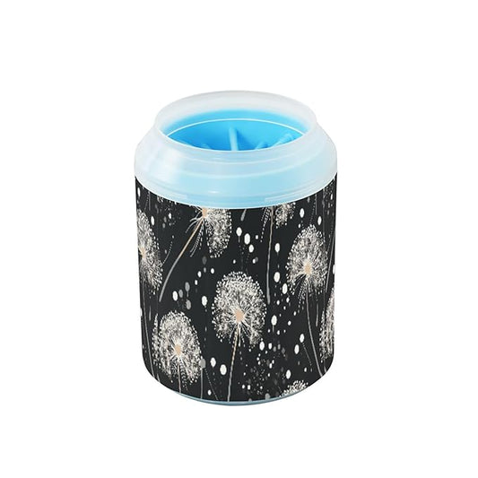 Dandelion Pattern Dog Paw Cleaner Cup - Pet Foot Washer with Soft Silicone Brush, Portable Muddy Paw Cleaner for Small, Medium, Large Breed Dogs & Cats (2.56x2.56x4.53inch)