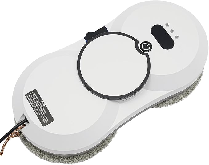 Window Cleaner Robot Automatic Cleaning with Intelligent Path Planning 2800Pa Suction Power Edge Detection Technology Remote Control with 4m/13.12ft Safety Rope (White)