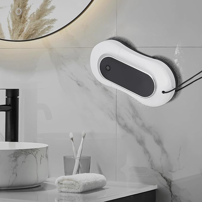 Window Cleaning Robot, Smart Glass Windows Cleaner Machine Window Washer with Automatic Water Spray, Strong Suction, Remote Control for Windo.w/Glass Door/Tiles (White)