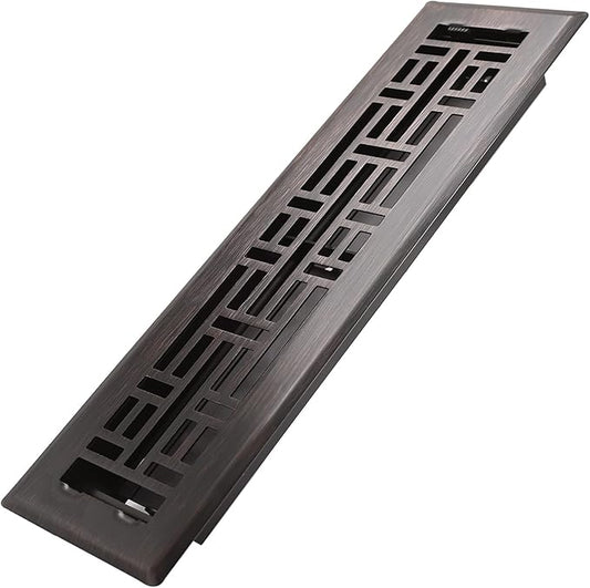 2x12 Inches Heavy Duty Walkable Floor Register Easy Adjust Air Supply Lever Floor Vents - Seattle Design - Vent Cover for Home Floor - Oil Rubbed Bronze