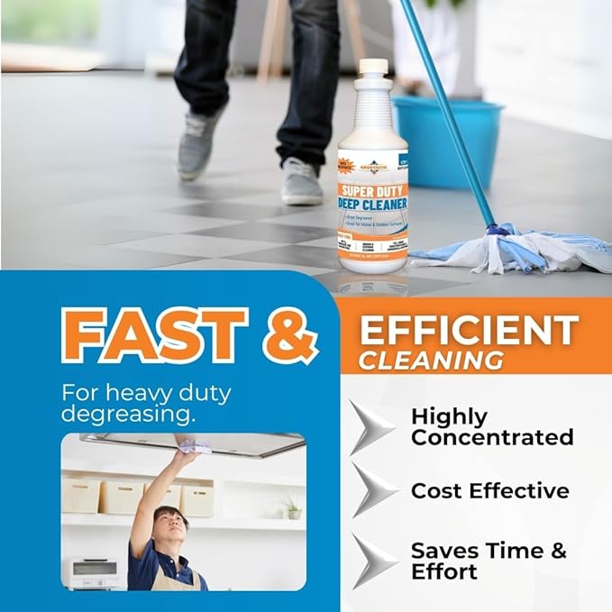 Super Duty Degreaser – Heavy Duty Tile & Grout Cleaner for Kitchens, Bathrooms & Floors – Removes Grease & Deep Stains – Concentrated