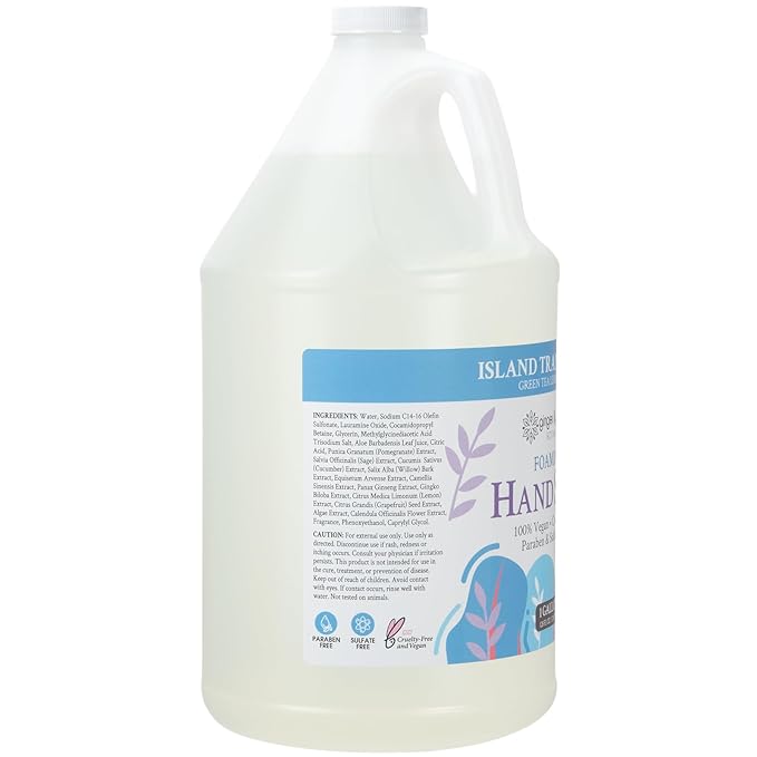 Ginger Lily Farms Botanicals All-Purpose Foaming Hand Soap Refill, Island Tranquility, 100% Vegan & Cruelty-Free, Green Tea Lemongrass Scent, 1 Gallon (128 fl oz)