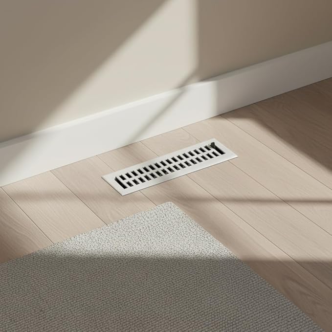 Empire Register Co, Premium Home Vent Covers - 2x12 inch, Modern Contemporary Design, White Finish, Heavy Duty Air Flow Direction Floor Registers, Metal Damper Attached