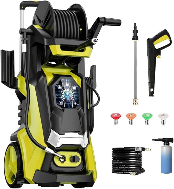 Pressure Washer with Smart Touch Screen, Power Washer with Foam Cannon and 4 Nozzles