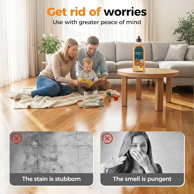 5-in-1 Hardwood Floor Cleaner & Shine Enhancer – All-in-One Stain, Odor & Grease Remover for Wood, Tile, Laminate Floors – Waxing & Shine Restoration for Home, Kitchen, Bathroom (500ML-1PCS)
