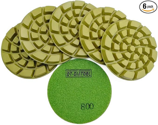 DT-DIATOOL Diamond Floor Polishing Pads Resin Bond Terrazzo Floor Diameter 4 Inch Grit 800 Pack of 6