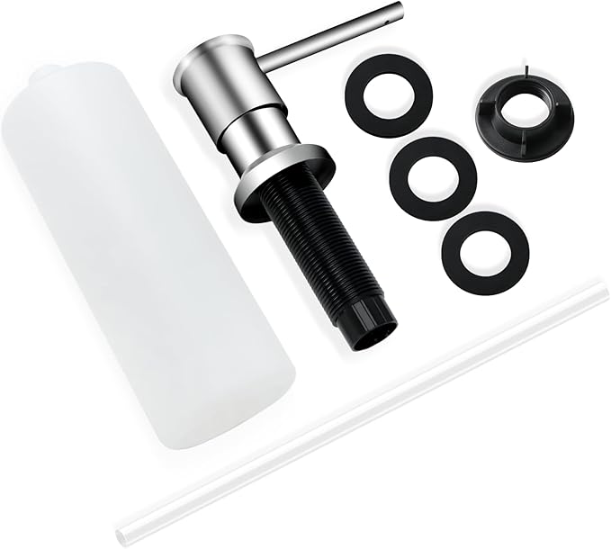Chrome Soap Dispenser for Kitchen Sink Counter Dispenser 17 OZ Bottle Built in Refill from The Top