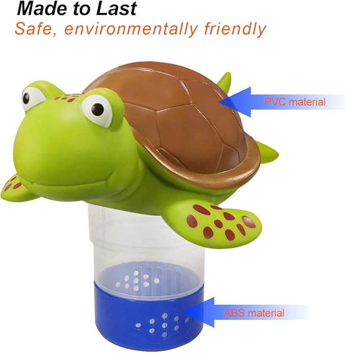 Blufree Chlorine Floater, Floating Chlorine Dispenser for Pools, Cute Turtle Pool Chlorines Floater, Large Capacity Chlorines Pool Floater w/Adjustable Release