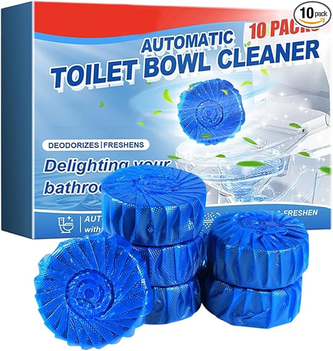 Automatic Toilet Bowl Cleaner, 2025 New Toilet Cleaning Tablets, Long Lasting Tank Cleaner for Bathroom, Convenient Blue Deodorizer, Easy Flush Cleaner Tablets for Home (10)