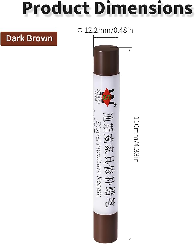 Wood Filler Sticks Dark Brown Furniture Scratch Repair Crayons Wood Floor Repair Wax Filler Sticks Furniture Repair Wax Crayons for Wooden Furniture, Floors, Cabinets & Tables