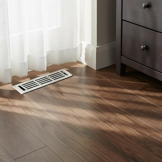 EMPIRE REGISTER CO Linear Design, Heavy Duty Floor Vent Covers, Metal Damper Attached. Vent Covers for Floor only. (Floor, Brushed Nickel, 2 x 10 inch (Pack of 1))