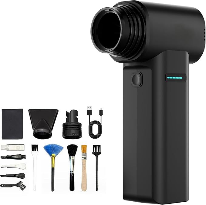 air Duster,Compressed Air Duster,800000RPM Super Power Mini Blower, 3-Gear Electric Air Duster with USB Fast Charging(Black)
