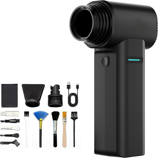 air Duster,Compressed Air Duster,800000RPM Super Power Mini Blower, 3-Gear Electric Air Duster with USB Fast Charging(Black)