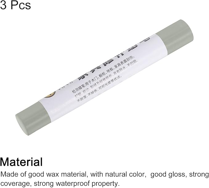 uxcell Furniture Repair Crayons, 3Pcs - Wood Wax Filler Stick, Furniture Markers Touch Up - for Scratches Holes Tables Desks Wooden Floors Cover Ups, Beige Gray