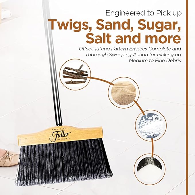 Fuller Brush 10-Inch Upright Maple Wood Broom Head – Indoor and Outdoor Cleaning Head for Hard Surfaces Including Tile, Concrete, Garage Floors, Workshops, Basements, and Commercial Spaces