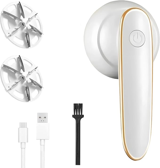 Rechargeable Fabric Shaver, 2025 New Electric Lint Remover, Multi-Functional Pill Remover for Clothes and Furniture, Portable Sweater Defuzzer for Home Use (White)