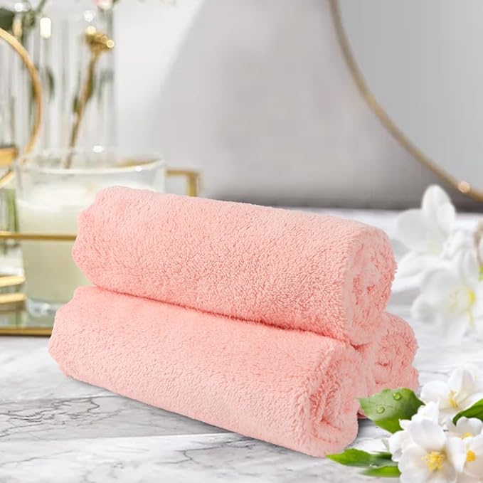 Orighty Ultra Soft Washcloths 48 Pack, Premium Microfiber Towel Sets 12 x 12 inches, Absorbent and Quick Drying Coral Velvet Washcloth, Multi-Purpose Wash Cloths for Bathroom, Hotel, and Gym (Pink)