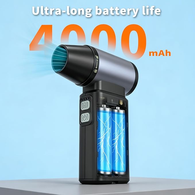 Compressed Air Duster-100000RPM Electric Air Duster for PC&Keyboard Cleaning，4-Speed Cordless Turbo Fan Rechargeable Reusable Compressed Air Blaster, Air Bed, Outdoors, Home