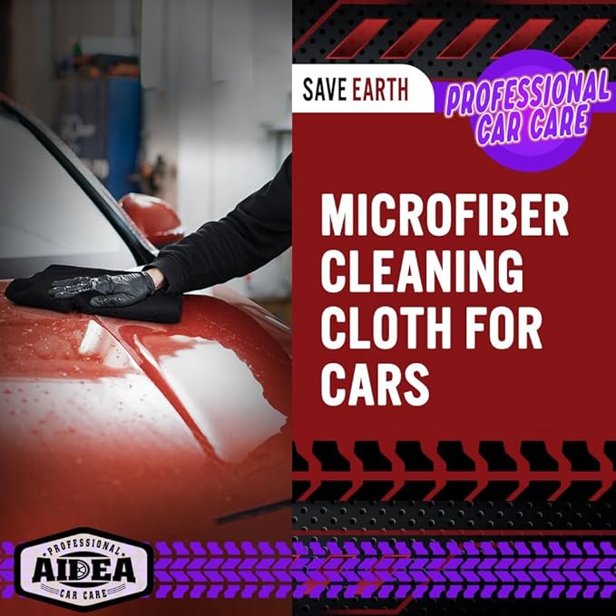 AIDEA Microfiber Cleaning Cloth Black 5PK, Microfiber Towels for Cars, Premium Car Cloths, Dusting Cloth Lint Free Cleaning Rags for SUVs, House, Kitchen, Window, Workshops,12×12"
