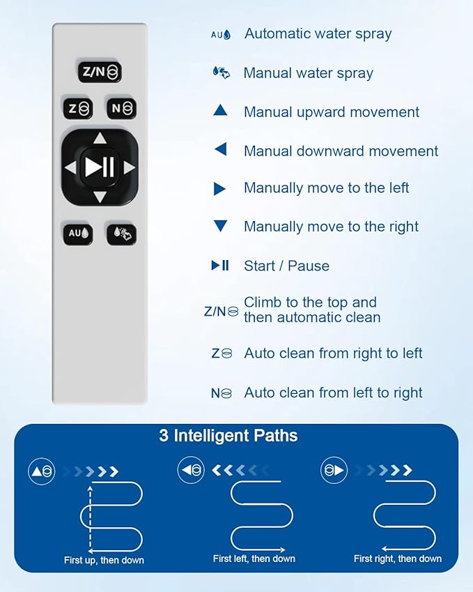 Window Cleaning Robot, Automatic Window Cleaner Robot with Dual Spray, Edge Detection, Intelligent Path Planning, 3000pa Strong Suction, Anti-Drop Protection for Glass