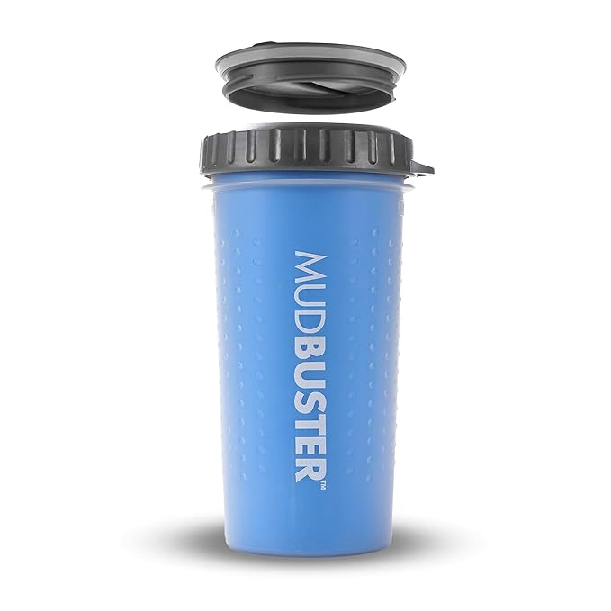 Dexas Lidded MudBuster Portable Dog Paw Cleaner, Pro Blue, Large with Lid