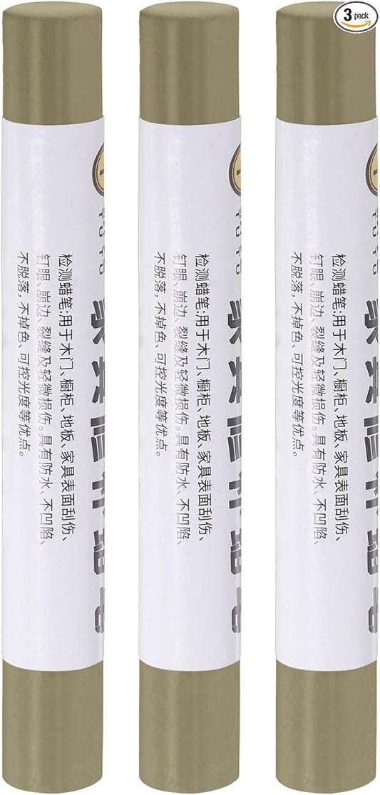 uxcell Furniture Repair Crayons, 3Pcs - Wood Wax Filler Stick, Furniture Markers Touch Up - for Scratches Holes Tables Desks Wooden Floors Cover Ups, Warm Gray