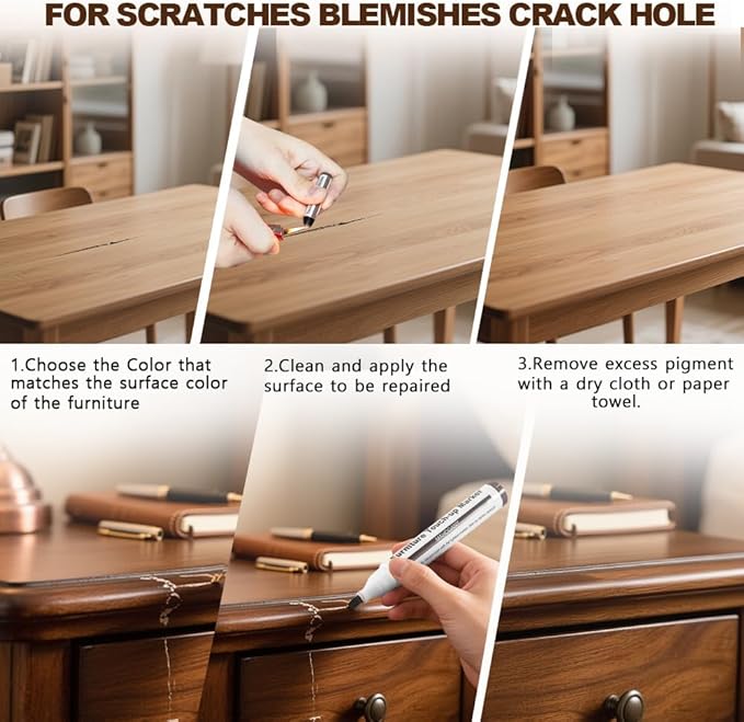 Wooden Furniture Floor Scratch Repair Markers and Wax Sticks for Stains, Scratches, Wood Floors, Tables, Desks, Carpenters, Bedposts, Touch Ups, and Cover Ups (Set of 13)